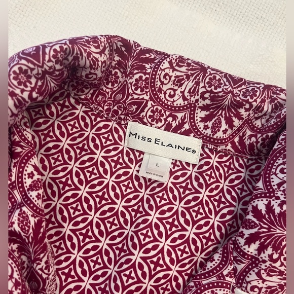 Miss Elaine Satin Burgundy Purple Paisley Grandmacore Pajama Set Size Large - Picture 5 of 6